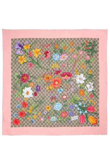 Foulard En Soie Imprimée Flora - GUCCI - Modalova