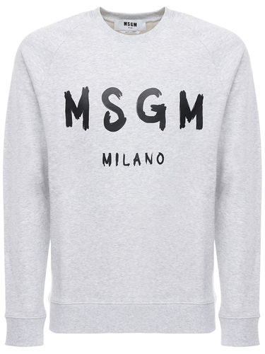 Sweat-shirt En Jersey De Coton Imprimé Logo - MSGM - Modalova