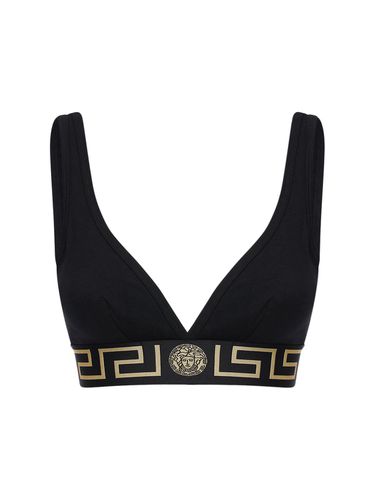 Brassière En Coton Stretch Greca - VERSACE - Modalova