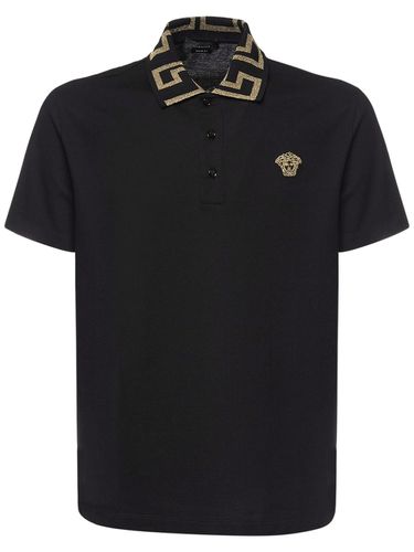 Polo Taylor En Coton Détail Greca - VERSACE - Modalova