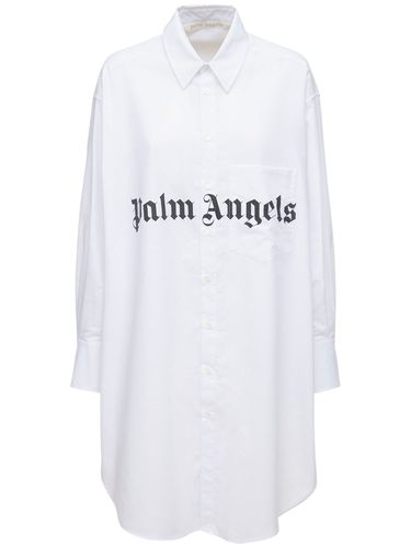 Robe Chemise En Popeline De Coton Mélangé À Logo - PALM ANGELS - Modalova