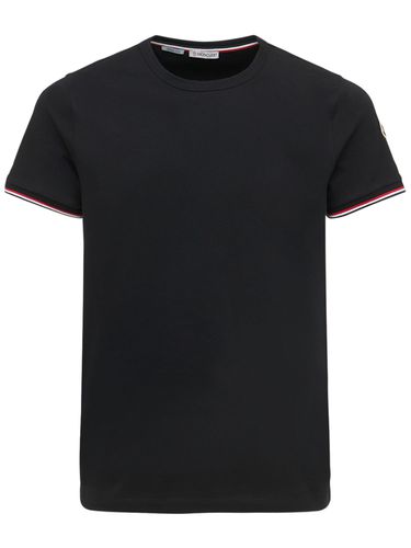 T-shirt En Jersey De Coton Stretch - MONCLER - Modalova