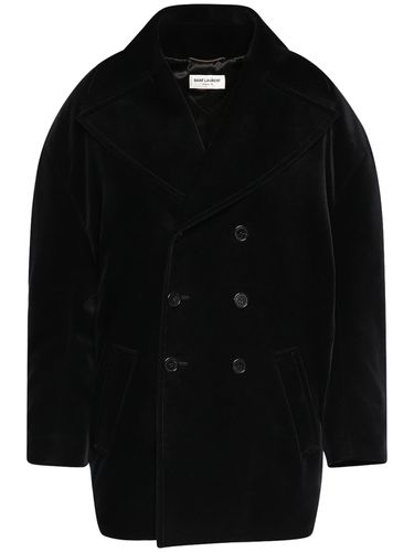 Manteau Oversize En Velours - SAINT LAURENT - Modalova