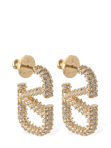 Boucles D'oreilles Avec Cristaux Et Logo V 2,5 Cm - VALENTINO GARAVANI - Modalova