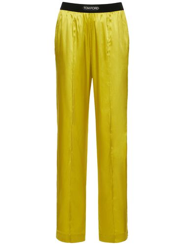 Pantalon De Pyjama En Satin De Soie À Logo - TOM FORD - Modalova