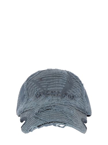 Casquette En Denim De Coton Usé - BALENCIAGA - Modalova