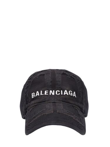 Casquette En Denim De Coton Usé - BALENCIAGA - Modalova