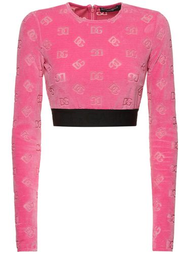 Crop Top En Chenille Jacquard À Monogramme - DOLCE & GABBANA - Modalova