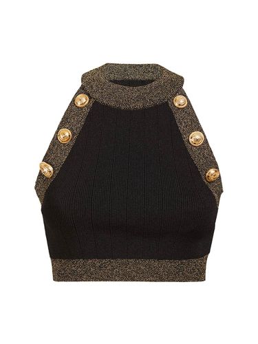 Crop Top En Maille De Viscose Sans Manches - BALMAIN - Modalova