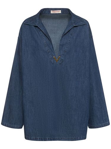 Chemise Caftan En Batiste De Denim V Logo - VALENTINO - Modalova