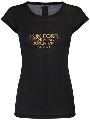 T-shirt En Soie Imprimé Logo - TOM FORD - Modalova