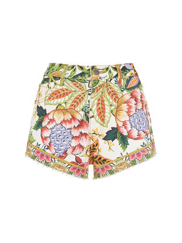 Short Taille Mi-haute En Denim De Coton Imprimé - ETRO - Modalova