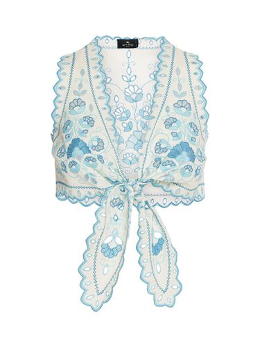 Crop Top En Coton Avec Broderies Anglaises - ETRO - Modalova