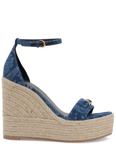 Sandales Compensées En Denim 140 Mm - VERSACE - Modalova