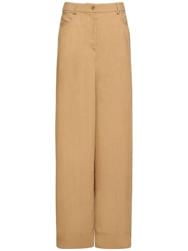 Pantalon Ample En Lin Mélangé Taille Haute - ALBERTA FERRETTI - Modalova