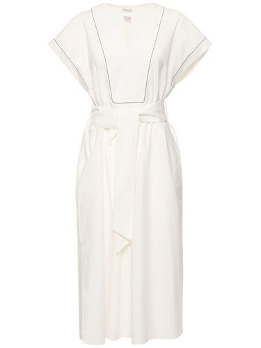 Robe Midi En Popeline De Coton Avec Ceinture - BRUNELLO CUCINELLI - Modalova