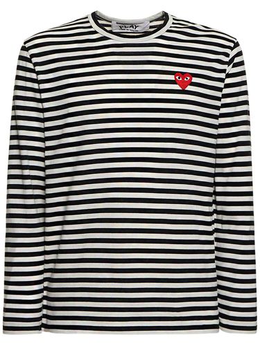 T-shirt En Coton À Rayures Avec Patch Red Emblem - COMME DES GARÇONS PLAY - Modalova