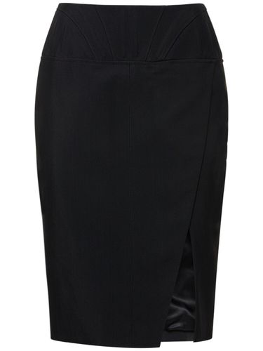 Jupe Midi En Sergé De Viscose Taille Haute - MUGLER - Modalova