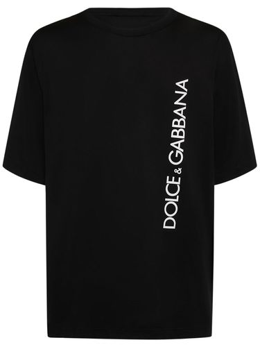 T-shirt En Jersey De Coton À Logo - DOLCE & GABBANA - Modalova