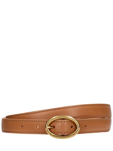 Ceinture En Cuir Sable X 2 Cm - ANNAGRETA - Modalova