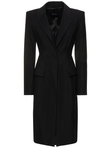 Manteau Midi En Sergé De Viscose Boutonnage Simple - MUGLER - Modalova