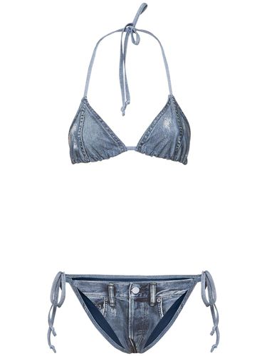 Bikini Triangle À Imprimé Effet Denim - ACNE STUDIOS - Modalova