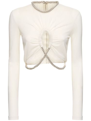 Haut Court En Jersey Transparent Embelli - DION LEE - Modalova