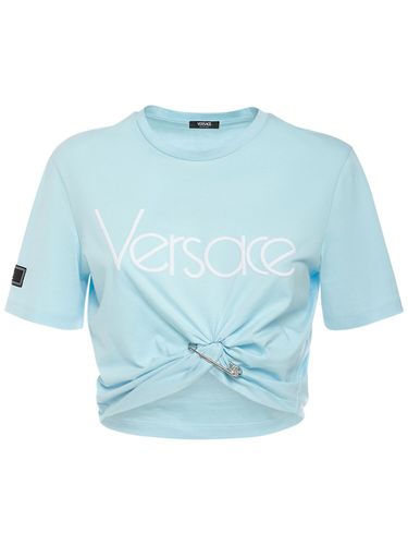 T-shirt Court En Jersey À Logo Avec Nœud - VERSACE - Modalova