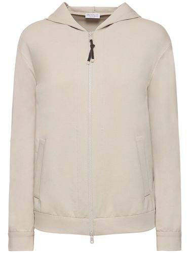 Sweat Zippé En Jersey De Coton À Capuche - BRUNELLO CUCINELLI - Modalova