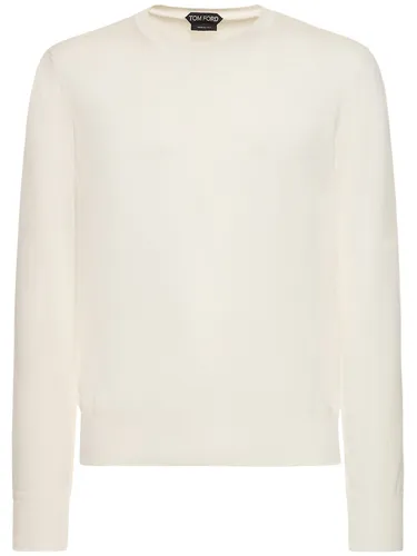 Pull-over En Coton Ultra-fin À Col Ras-du-cou - TOM FORD - Modalova