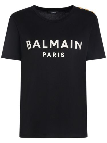 T-shirt En Coton Imprimé Logo - BALMAIN - Modalova