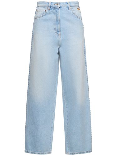 Jean Boyfriend En Denim Taille Haute - MSGM - Modalova