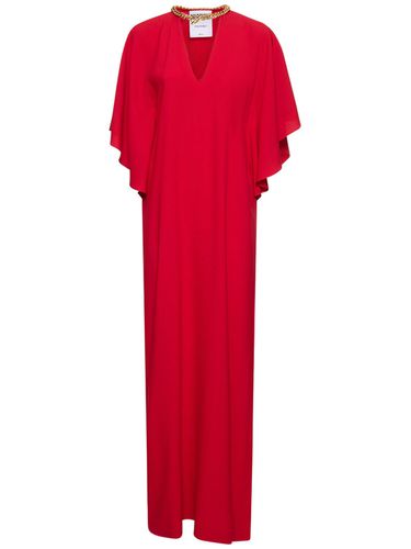 Robe Caftan En Satin Envers Embelli - MOSCHINO - Modalova