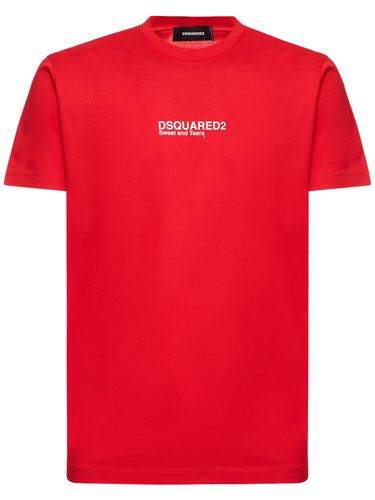 T-shirt En Jersey De Coton Imprimé Logo - DSQUARED2 - Modalova