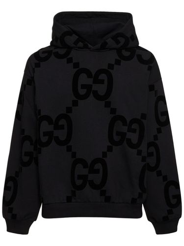 Sweat-shirt En Jersey De Coton Floqué Gg À Capuche - GUCCI - Modalova