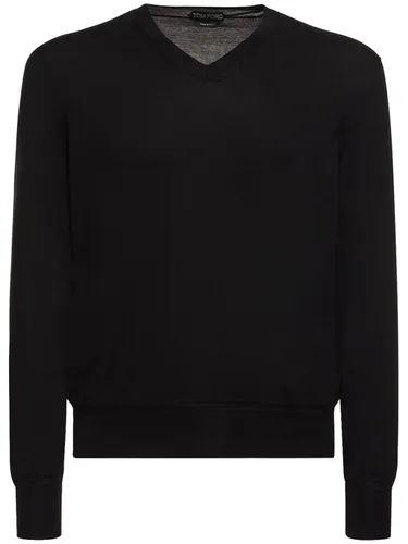 Pull-over En Coton Ultra-fin À Col En V - TOM FORD - Modalova