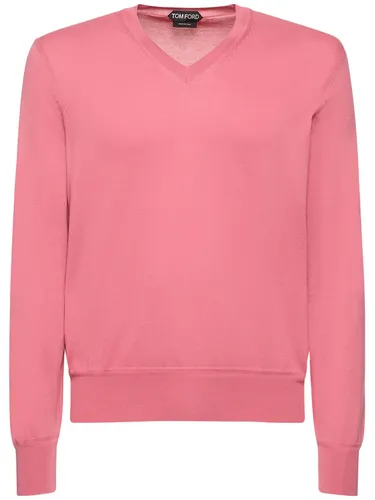 Pull-over En Coton Ultra-fin À Col En V - TOM FORD - Modalova