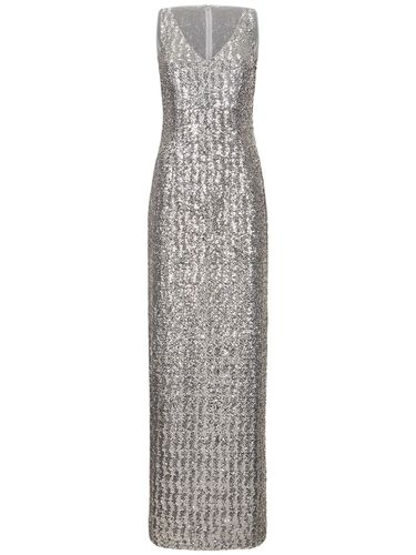 Robe Longue À Col En V En Sequins - MICHAEL KORS COLLECTION - Modalova