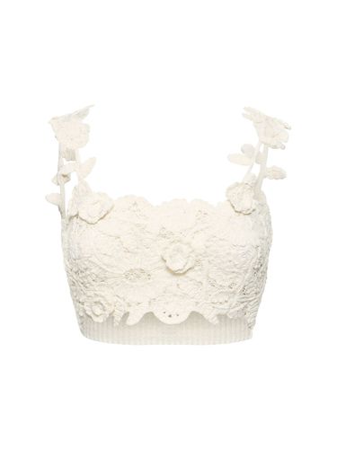 Crop Top En Macramé De Coton Mélangé Floral - BLUMARINE - Modalova