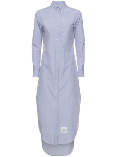 Robe Chemise Longue En Popeline De Coton À Rayures - THOM BROWNE - Modalova