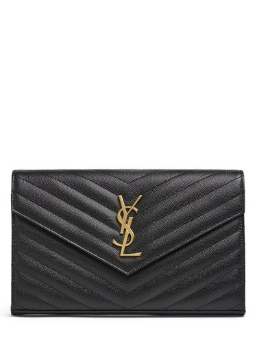 Portefeuille En Cuir Embossé Avec Chaîne Monogram - SAINT LAURENT - Modalova