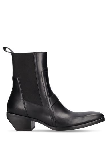 Bottines En Cuir À Talon Argenté - RICK OWENS - Modalova