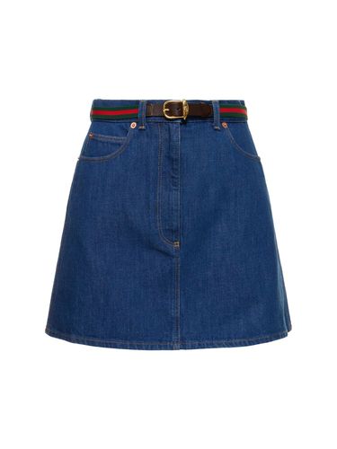 Jupe Courte En Denim Biologique & Ceinture - GUCCI - Modalova