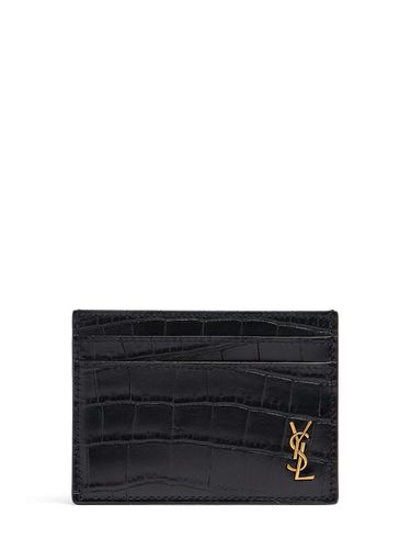 Porte-cartes En Cuir Embossé Crocodile - SAINT LAURENT - Modalova