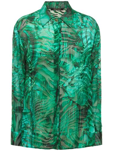 Chemise En Satin Dévoré Imprimé Malachite - ROBERTO CAVALLI - Modalova