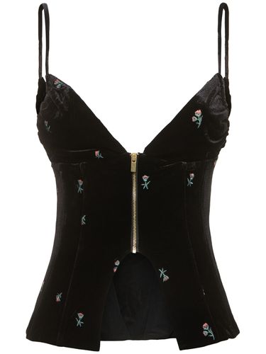 Haut Corset Péplum En Velours Brodé - WEWOREWHAT - Modalova