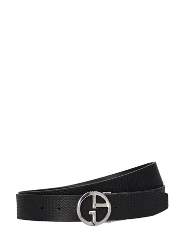 Ceinture Réversible En Cuir Avec Boucle Ga - GIORGIO ARMANI - Modalova