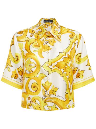 Chemise Manches Courtes En Soie Imprimé Maiolica - DOLCE & GABBANA - Modalova