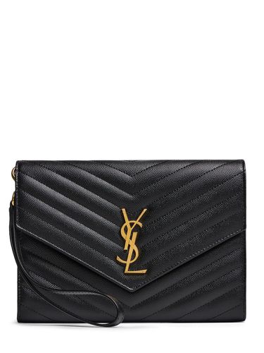 Pochette En Cuir Embossé Monogramme - SAINT LAURENT - Modalova