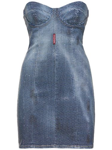 Robe Bustier Courte En Denim Embelli - DSQUARED2 - Modalova